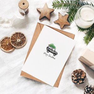 illustrée A6 de Noël Land Rover | « Papa » personnalisable | Joyeux Noël | Carte de fête | Noël scandinave