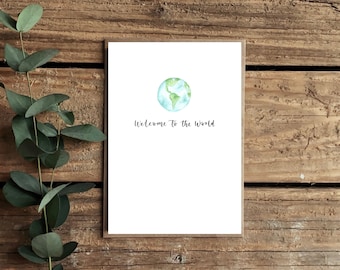 Welcome to the World Baby Card | Personalised With Name or Date | Newborn Card | New Baby Card | A6