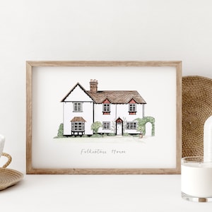 Custom House Portrait Our First Home, Illustrated Home Portrait Bespoke Home Decor Personalised Housewarming Gift image 1