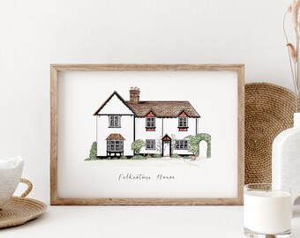 Custom House Portrait | Our First Home, Illustrated Home Portrait | Bespoke Home Decor | Personalised Housewarming Gift