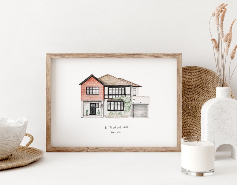 Custom House Portrait Our First Home, Illustrated Home Portrait Bespoke Home Decor Personalised Housewarming Gift image 2