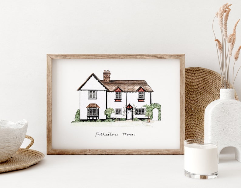 Custom House Portrait Our First Home, Illustrated Home Portrait Bespoke Home Decor Personalised Housewarming Gift image 1