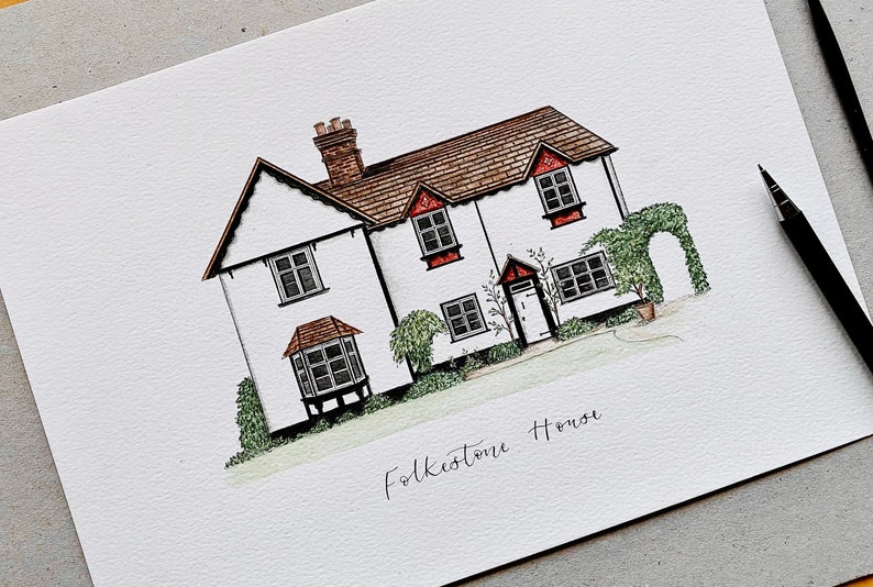 Custom House Portrait Our First Home, Illustrated Home Portrait Bespoke Home Decor Personalised Housewarming Gift image 3