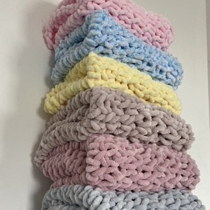 MisKnits Handmade Chunky Knit Baby Blanket, Imperfect Baby/toddler Blanket