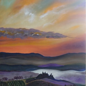 Tuscany, Val d&#39;Orcia, Italy, countryside, sky, warm colors, landscape