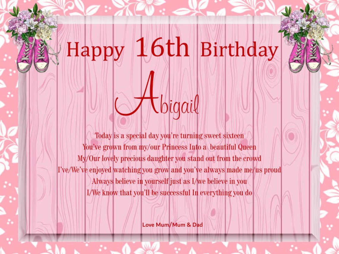 16th Birthday Daughter Gift Personalised Daughter 16th Etsy