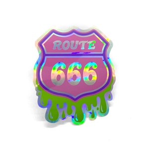 Route 666 Holografische Vinyl Helm Sticker