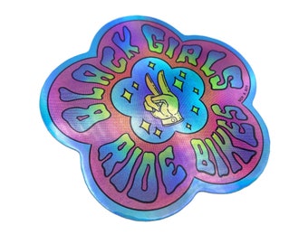 Black Girls Ride Bikes Holographic Sticker