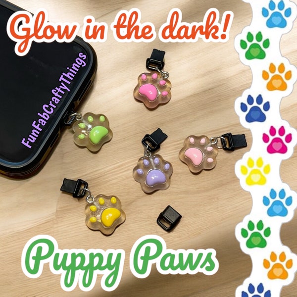 Dust Plug Charms - Paws - Glows in the Dark
