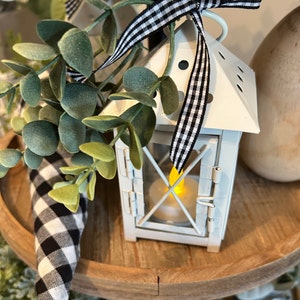 Mini Lantern Decor, White Lantern Decor, Tier Tray Accessory, Lantern Centerpiece, Shelf Sitter Decor, Lantern with candle