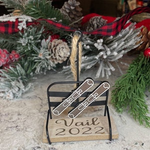 Ski Ornament, Personalized Ski Ornament, Custom Ski Ornament, Holiday ski ornament