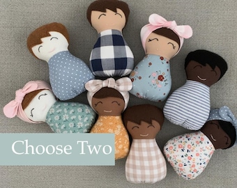 Choose Two Mini Swaddle Baby Dolls, Handmade