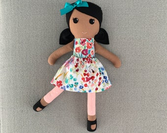 Brown Skinned Doll, POC Doll, Dark Skinned Fabric Doll, Modern Rag Doll, Soft Doll