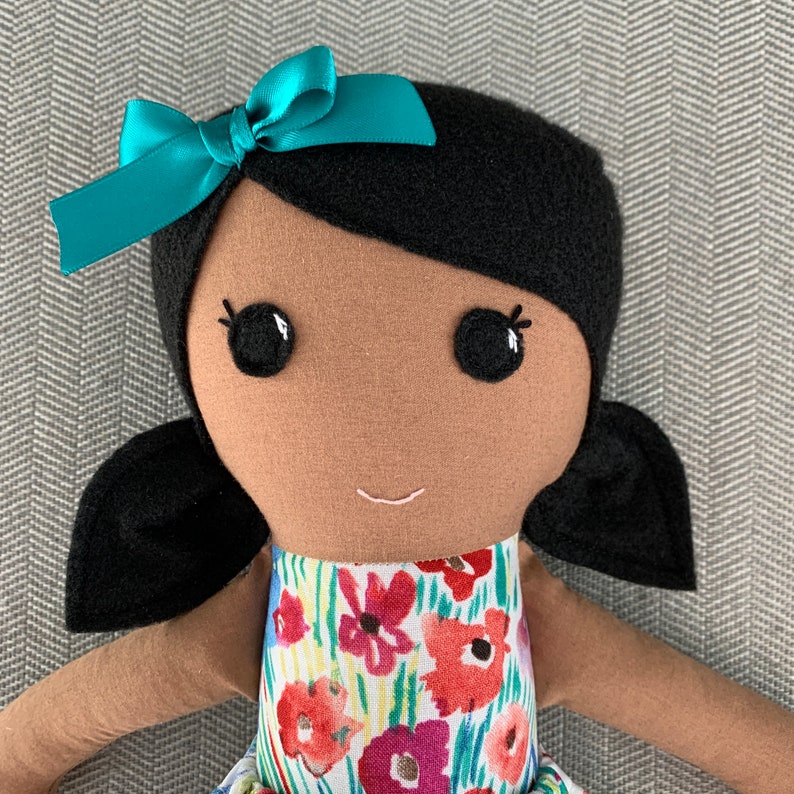 Brown Skinned Doll, POC Doll, Dark Skinned Fabric Doll, Modern Rag Doll, Soft Doll image 3