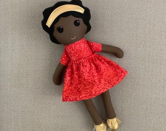 Brown Skinned Doll, POC Doll, Dark Skinned Fabric Doll, Black Doll, Modern Rag Doll, Soft Doll