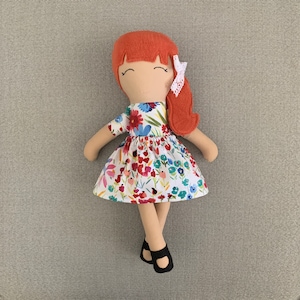 Red Hair Doll, Ginger Hair Doll, Cloth Doll, Fabric Doll, Modern Rag Doll, Soft Doll