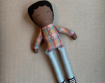 Multiracial Doll, Brown Skinned Doll, POC Doll, Dark Skinned Fabric Doll, Black Doll, Modern Rag Doll, Soft Doll