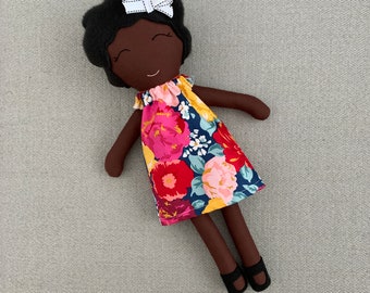 Brown Skinned Doll, POC Doll, Dark Skinned Fabric Doll, Black Doll, Modern Rag Doll, Soft Doll