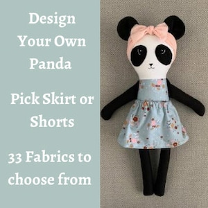 Panda Doll Custom Lovey Panda Bear Plushy Design Your Own Nursery Baby Shower Gift Girl Birthday Boy Birthday
