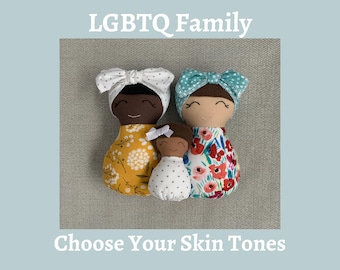 Custom LGBTQ Family Rag Dolls - Choose Your Skin Tones - Handmade Fabric Dolls
