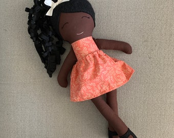 Brown Skinned Doll, POC Doll, Dark Skinned Fabric Doll, Black Doll, Modern Rag Doll, Soft Doll