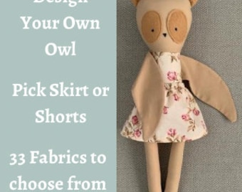 Owl Doll Custom Lovey Owl Plushy Design Your Own Woodland Forest Nursery Bird Baby Shower Gift Girl Boy Birthday Fast Shipping