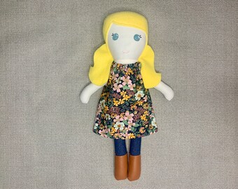 Cloth Doll, Fabric Doll, Modern Rag Doll, Soft Doll, My First Doll, Blond Doll, Look alike Doll, Just Like Me Doll, Girl Birthday Gift