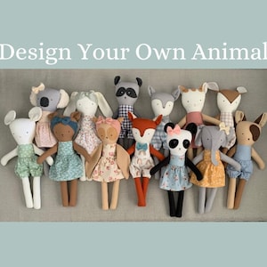Custom Animal Doll Lovey Design Your Own Animal Cat Dog Mouse Rabbit Owl Deer Bear Raccoon Fox Wolf Panda Elephant Koala