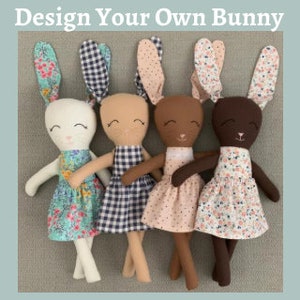 Bunny Rabbit Doll, Easter Bunny, Custom Bunny Rabbit, Easter Rabbit, Nursery Decor, Create Your Own Doll, Bespoke Doll, Stuffed Bunny Rabbit