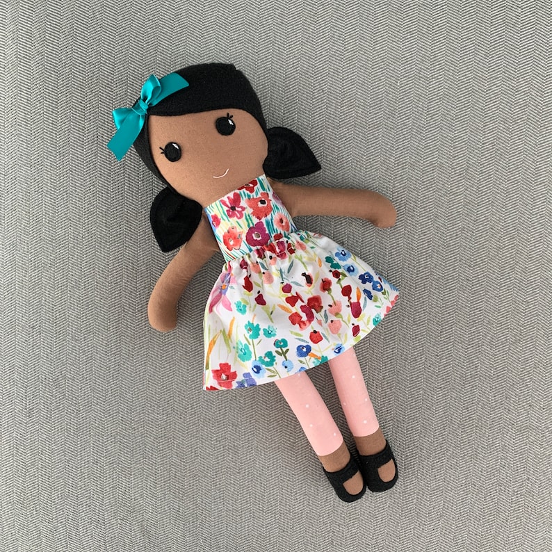 Brown Skinned Doll, POC Doll, Dark Skinned Fabric Doll, Modern Rag Doll, Soft Doll image 2