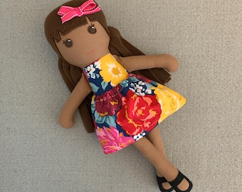 Brown Skinned Doll, POC Doll, Dark Skinned Fabric Doll, Modern Rag Doll, Soft Doll