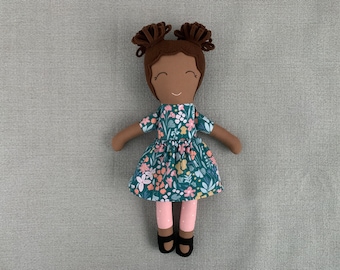 Black Doll, Multiracial Doll, Brown Skinned Doll, POC Doll, Dark Skinned Fabric Doll, Modern Rag Doll, Soft Doll