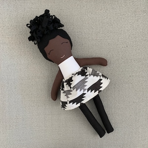 Brown Skinned Doll, POC Doll, Dark Skinned Fabric Doll, Black Doll, Modern Rag Doll, Soft Doll