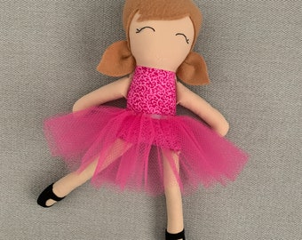 Ballerina Doll, Cloth Doll, Fabric Doll, Modern Rag Doll, Soft Doll, Brown Hair Doll, Baby’s First Doll, Just Like Me Doll, Look Alike Doll