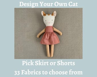 Cat Doll Custom Lovey Kitten Plushy Design Your Own Farm Barnyard Nursery Baby Shower Gift Girl Birthday Boy Birthday Pet Look a like