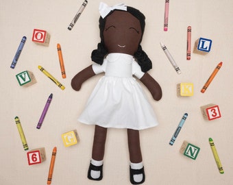 Ruby Bridges Doll, Civil Rights, Inspirational Women, African American Doll, Black doll, Cloth Doll, Fabric Doll