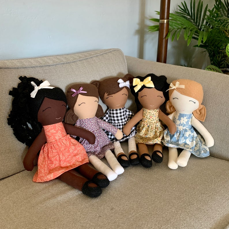 Brown Skinned Doll, POC Doll, Dark Skinned Fabric Doll, Modern Rag Doll, Soft Doll image 5