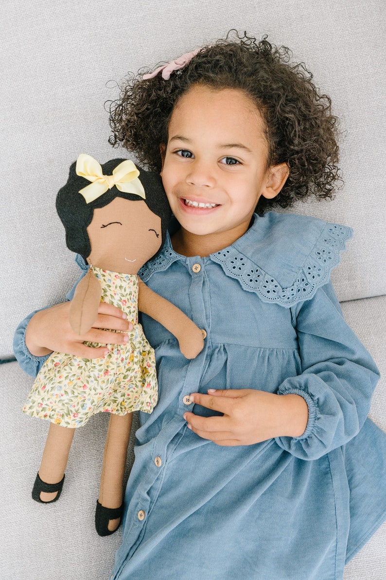 Brown Skinned Doll, POC Doll, Dark Skinned Fabric Doll, Modern Rag Doll, Soft Doll image 8