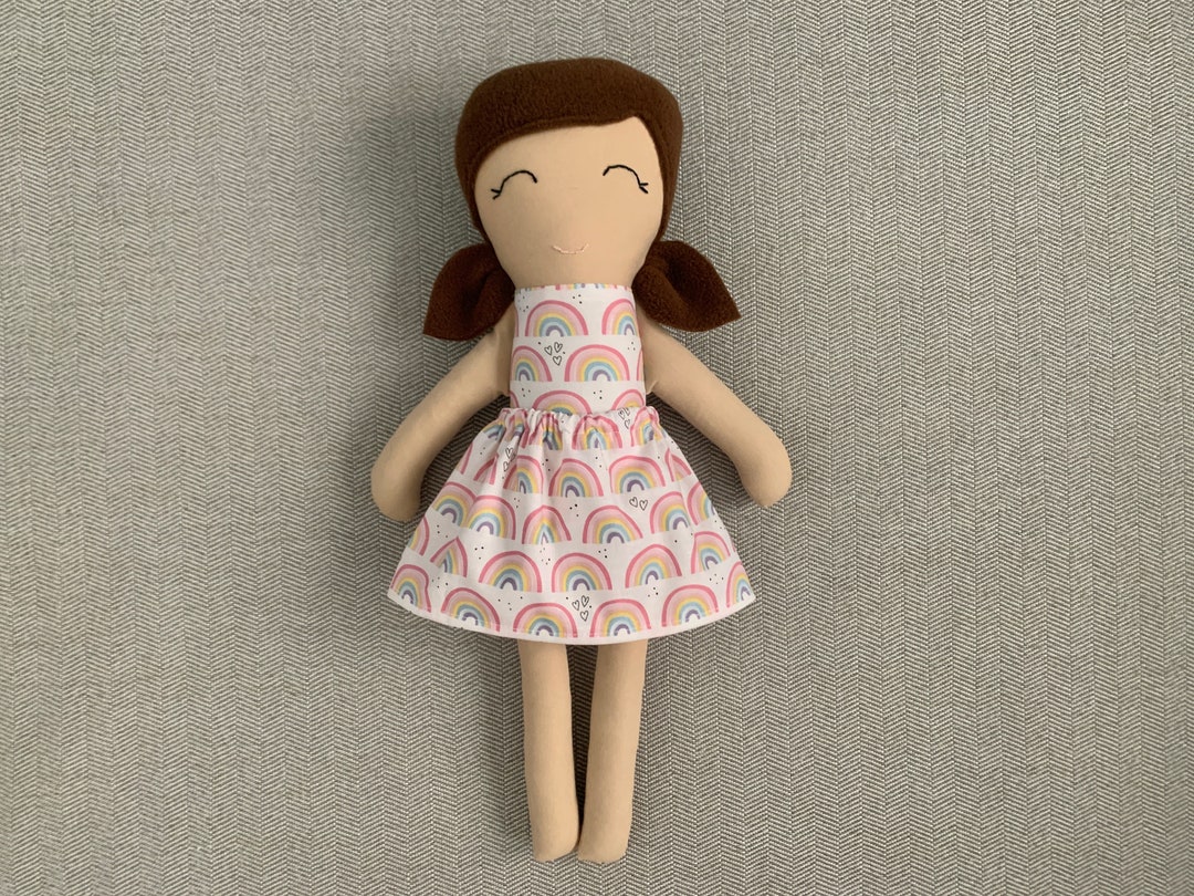 Cloth Doll, Fabric Doll, Modern Rag Doll, Soft Doll, Brown Hair Doll ...