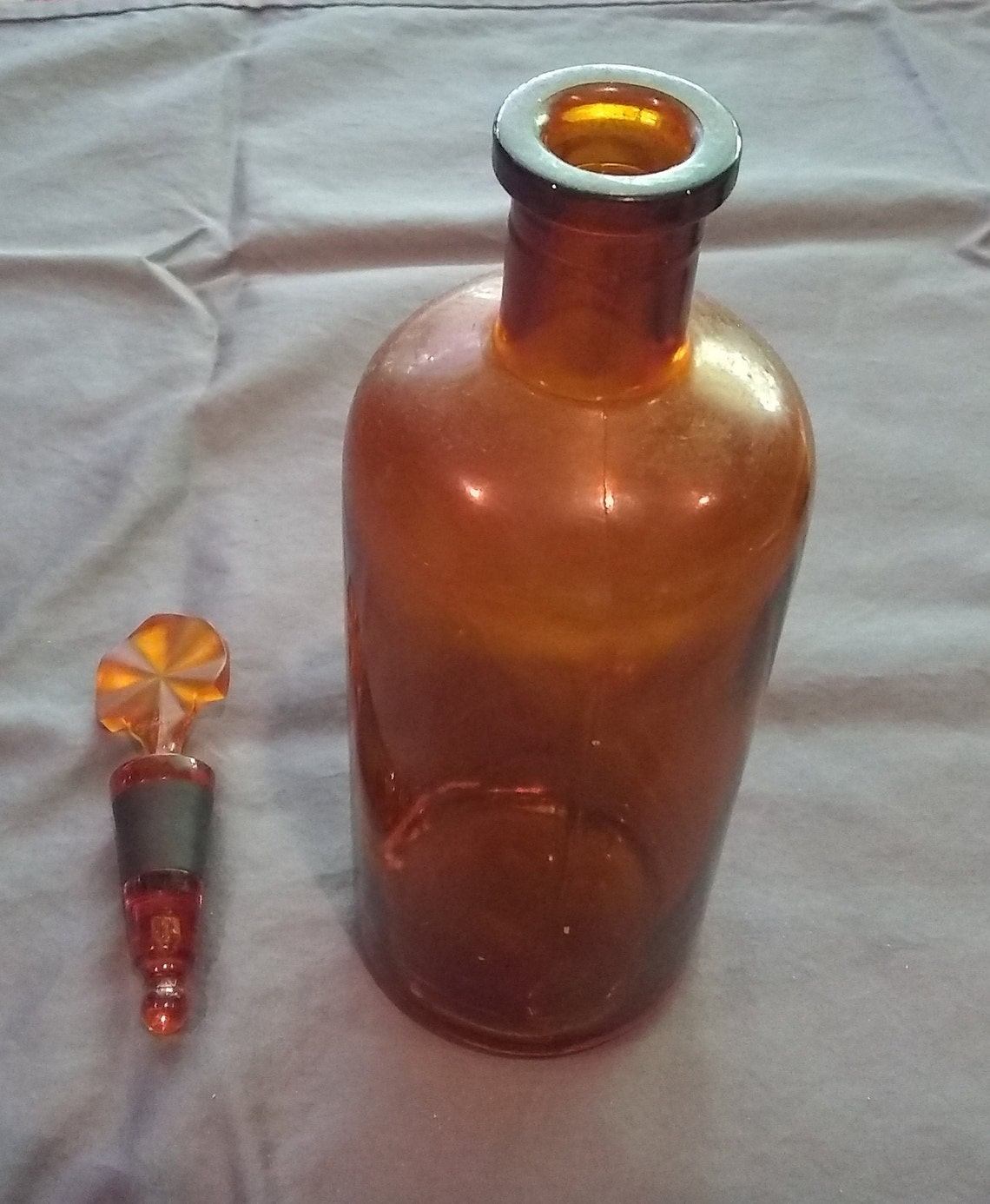 Antique Brown Glass Medicine Bottle with Decorative Stopper Etsy