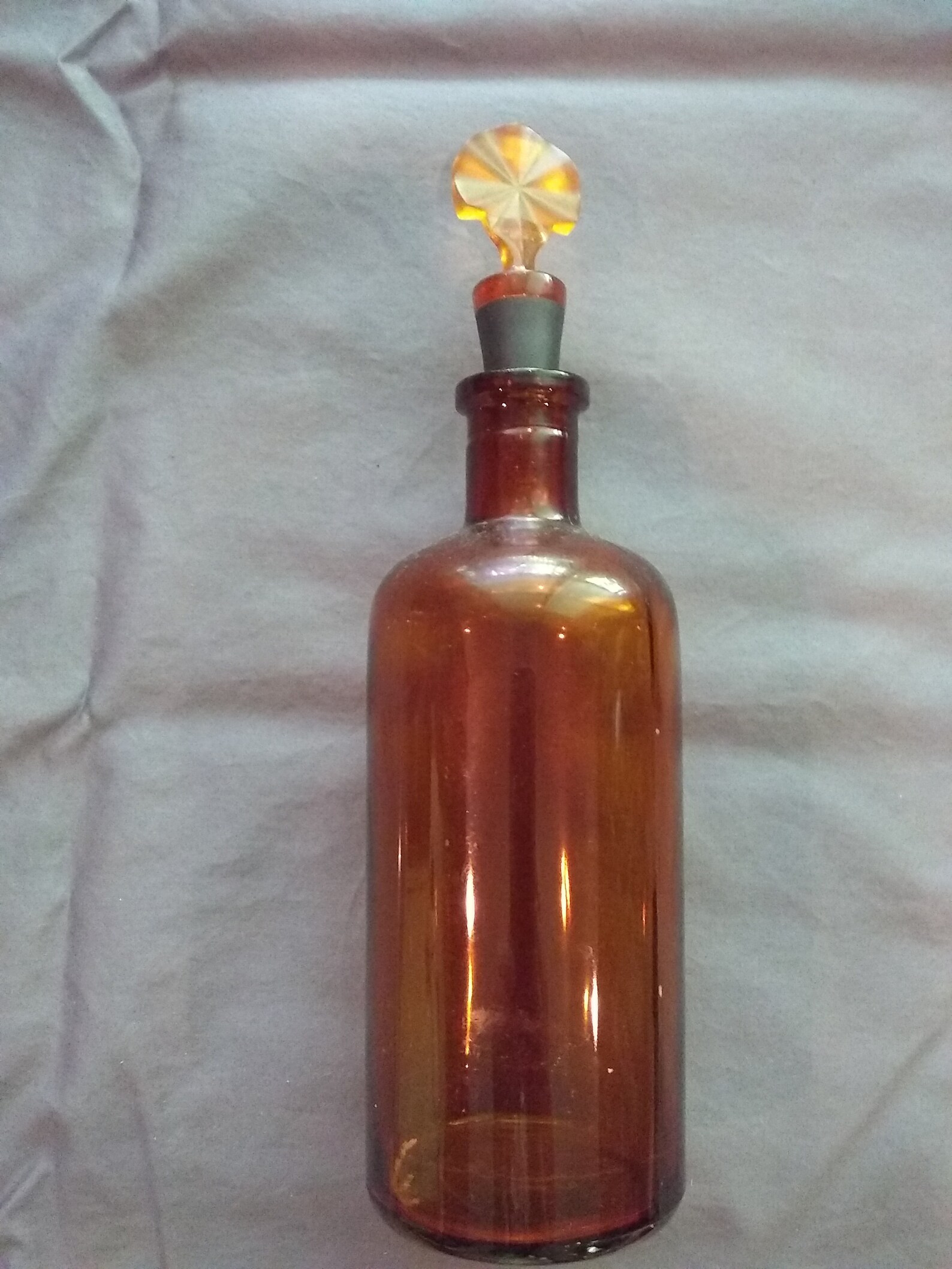 Antique Brown Glass Medicine Bottle with Decorative Stopper Etsy