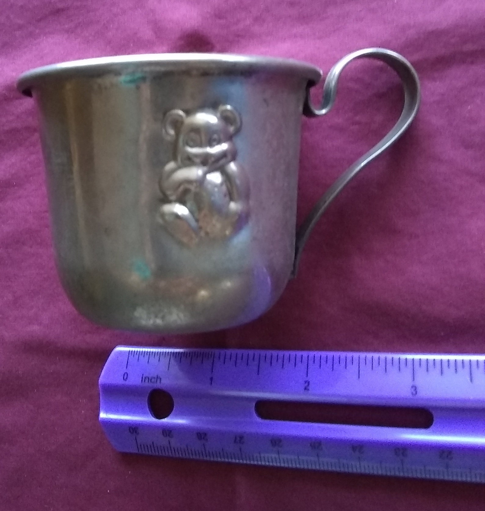 Sweetest Antique Pewter Baby Cup Teddy Bear 1930's Etsy