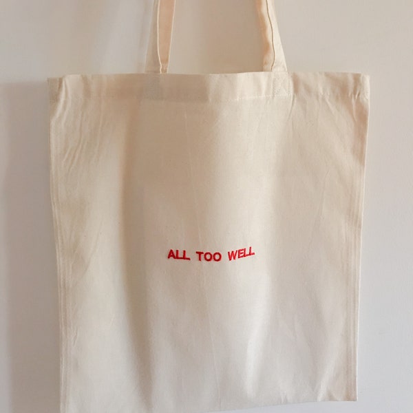 All Too Well Embroidered Tote Bag - Taylor Swift Inspired - Taylor Swift Tote Bag - Red Tote Bag