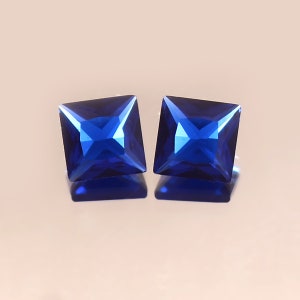 5 x 5 MM - AAA onberispelijke ceylonblauwe spinel losse vierkante prinses geslepen edelsteen, fijne kwaliteit spineloorbellen en topsieraden maken matched pair