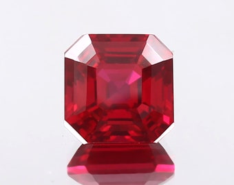 AAA Mogok Ruby Asscher Cut 9x9 MM Loose Gemstone, Her Birthday Gift Making Birthstone