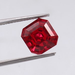 AAA Flawless Pegion Red Mozambique Ruby Asscher Cut Loose Gemstone, Fine Quality Ruby Ring & Asscher Cut Jewelry Making Gemstone Cut 9x9 MM