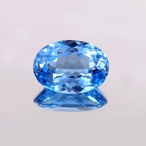 AAA 14x10 MM Flawless Swiss Blue Topaz Loose Oval Gemstone Cut, Excellent Top Quality Topaz Fashion Jewelry & Ring Making Gemstone Cut