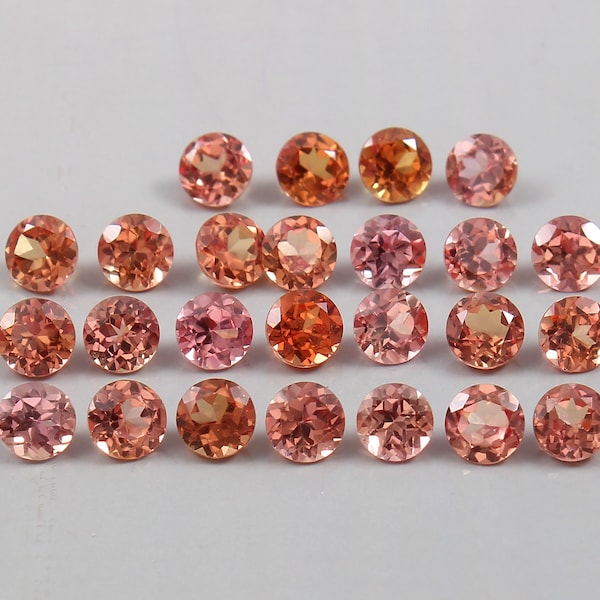 AAA Flawless Ceylon Padparadscha Sapphire Loose Round Gemstone Cut Lot, Unique High-End Glamorous Jewelry Setting And Making Gemstone 5x5 MM