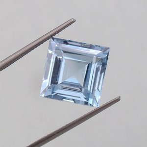 AAA Flawless Brazilian Aquamarine Loose Square Gemstone Cut, Premium Quality Sapphire Ring & Splendid Jewelry Making Gemstone Cut 10x10 MM