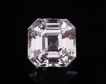 Zafiro blanco talla Asscher: piedra suelta impecable de 6 mm